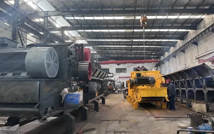 Loading large wood crusher to the container